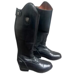 Ovation Girls Black Leather Flex Sport Field Boot Sz 2 Regular Equestrian Riding